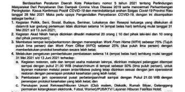 Kasus Positif di Pekanbaru Naik Terus, PEMKO Batasi Kegiatan Masyarakat Mulai Hari ini sampai 13 Juni 2021