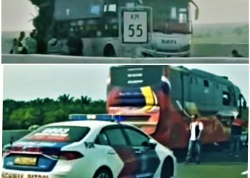 Subuh Hari ini, Bus Seruduk Bus Tewaskan Satu Orang di Tol Pekanbaru – Dumai