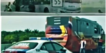 Subuh Hari ini, Bus Seruduk Bus Tewaskan Satu Orang di Tol Pekanbaru – Dumai