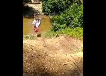 Bupati Kampar Turun ke Lokasi Anak SD Seberangi Sungai Pakai Keranjang