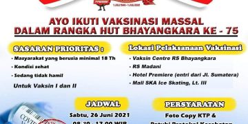 AYO IKUTI VAKSINASI MASSAL DALAM RANGKA HUT BHAYANGKARA KE-75