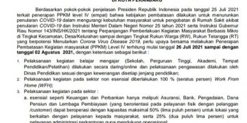 Revisi Kebijakan, Pemko Pekanbaru: PPKM Level IV Berlaku 26 Juli Hingga 2 Agustus