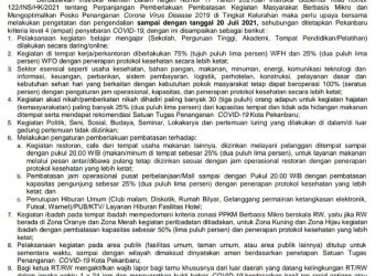 Surat Edaran Walikota Pekanbaru PPKM Berbasis Mikro