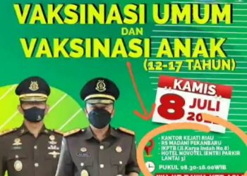 Vaksinasi Anak COVID-19 Hari ini di Kota Pekanbaru