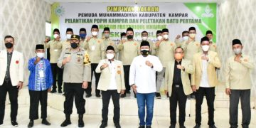 Didampingi Bupati Kampar serta Wakapolda Riau, Cak Nanto Hadiri Pelantikan Pemuda Muhammadiyah Kampar dan Peletakan Batu Pertama Pembangunan Masjid Fastabiqul Khairat