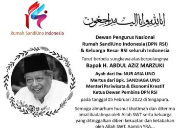 DPD ASITA 34 Provinsi Mengucapkan Duka Cita Mendalam Atas Meninggalnya Mertua Menparekaf Sandiaga Uno