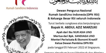DPD ASITA 34 Provinsi Mengucapkan Duka Cita Mendalam Atas Meninggalnya Mertua Menparekaf Sandiaga Uno