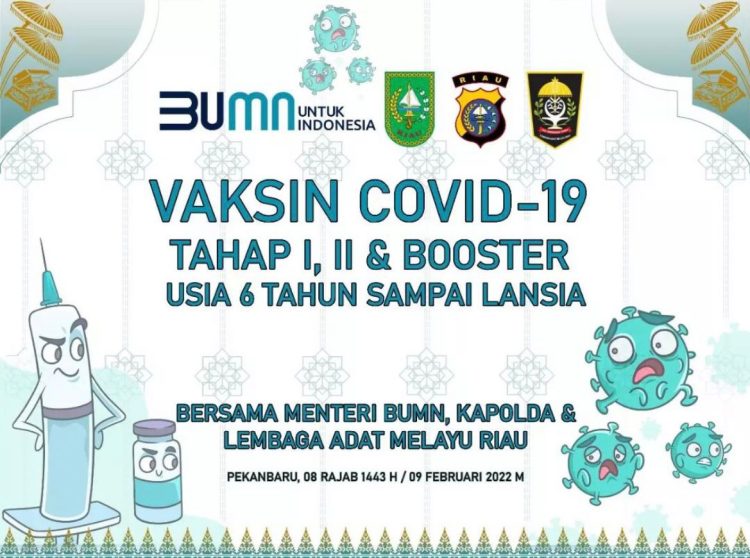 Hari ini,  VAKSIN MASSAL Lembaga Adat Melayu Riau & POLDA Riau  bersama Mentri BUMN Erick Thohir