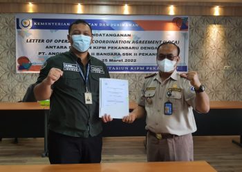 Perkuat Koordinasi Pemeriksaan Lalu Lintas Ikan, Angkasa Pura II dan SKIPM Pekanbaru Tanda Tangani LOCA