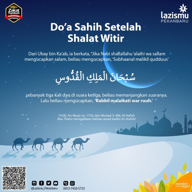 LAZISMU Pekanbaru : Do’a Sahih Setelah Shalat Witir