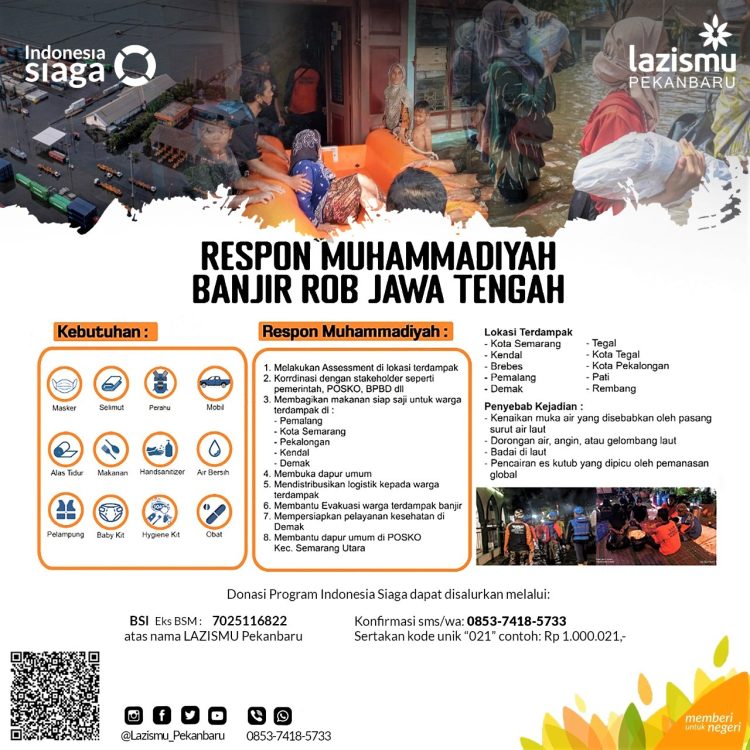LAZISMU Pekanbaru : Respon Muhammadiyah Banjir ROB Jawa Tengah