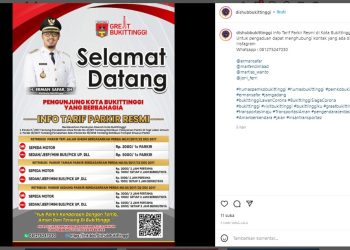 Tarif Parkir di Kota Wisata Bukittinggi Tak Wajar ? Lapor ke Nomor ini