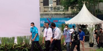 Jokowi Tiba di Sirkuit Formula E, Disambut Bamsoet hingga Anies