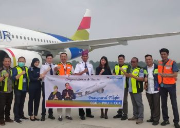 Bandara SSK II Pekanbaru Sambut Penerbangan Perdana Pelita Air