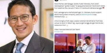 Bangga Putri Ariani dapat Golden Buzzer Tuwai Kritikan, Cuitan Sandiaga Uno kini telah dihapus