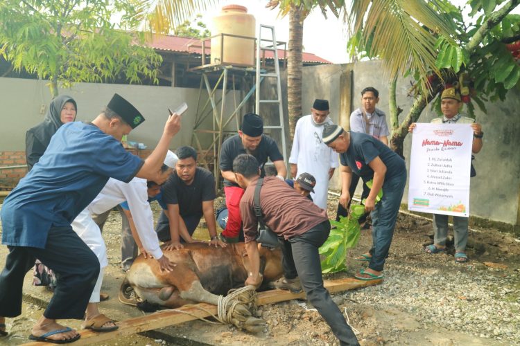 LAZISMU DAN SMP MUHAMMADIYAH 2 PEKANBARU POTONG SATU EKOR HEWAN QURBAN
