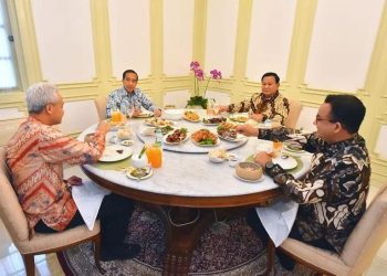 Presiden Jokowi Makan Siang dengan tiga Bakal CaPres di istana Merdeka