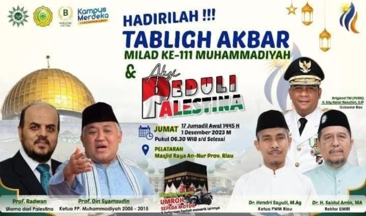 PW Muhammadiyah Riau Gelar Tabligh Akbar Sempena Milad Ke-111 Muhammadiyah, Siapkan Hadiah Paket Umrah Hingga Sepeda Motor