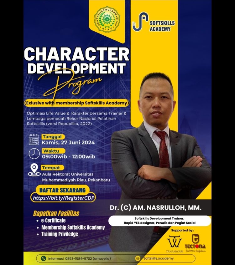 Universitas Muhammadiyah Riau Kolaborasi dengan Softskills Academy untuk Program Optimasi Life Value & Karakter