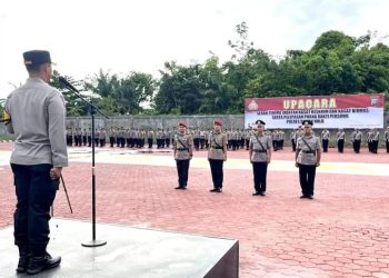 Kapolres Pimpin Serah Terima Jabatan Kasat Reskrim dan Kasat Binmas Polres Rohul