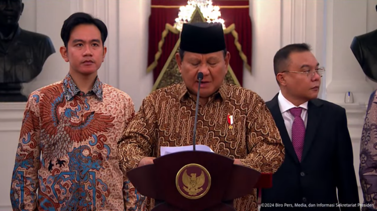 Presiden Prabowo Subianto Umumkan Susunan Kabinet Merah-Putih, di Istana Negara, Jakarta