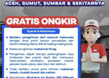 JNE Gratiskan Ongkir Bantuan untuk Korban Bencana di Aceh, Sumut, dan Sumbar