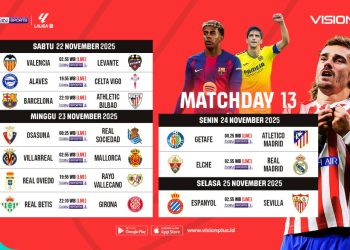 Klik di Sini! Jadwal dan Link Live Streaming Liga Spanyol 2025-2026 Pekan Ke-13 di Vision+