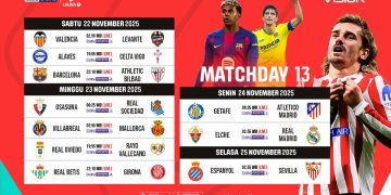 Klik di Sini! Jadwal dan Link Live Streaming Liga Spanyol 2025-2026 Pekan Ke-13 di Vision+