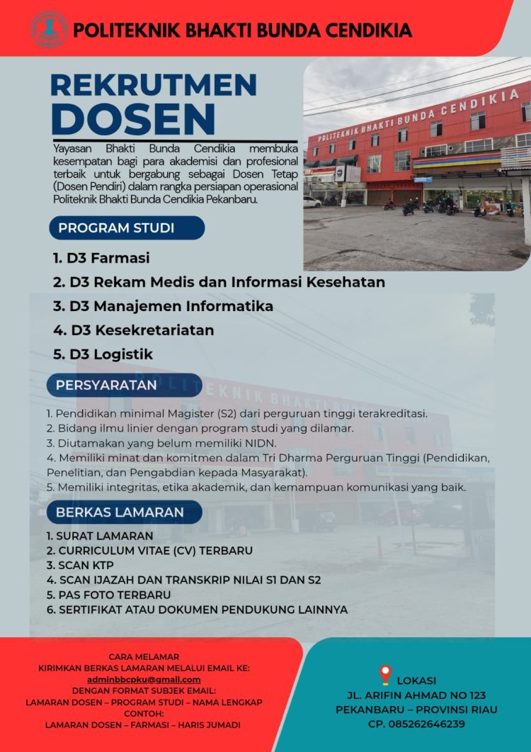 📢 OPEN RECRUITMENT DOSEN TETAP (DOSEN PENDIRI)