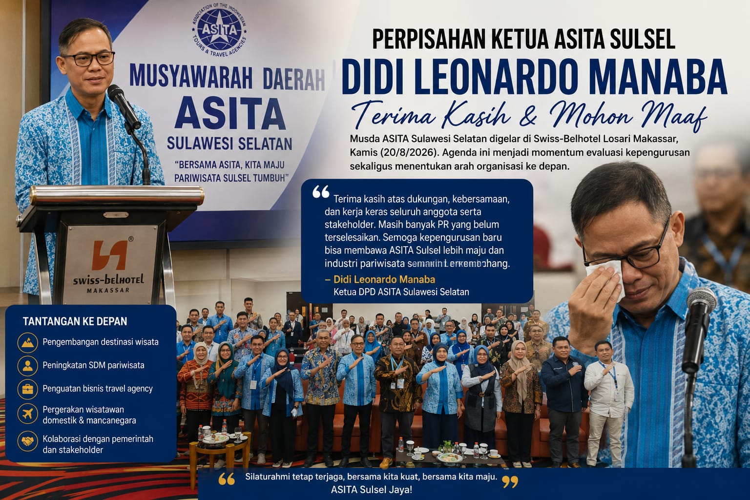 MUSDA ASITA Sulsel Digelar, Didi Leonardo Sampaikan Terima Kasih dan Mohon Maaf