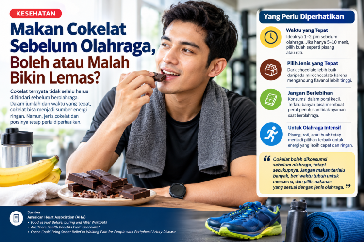 Makan Cokelat Sebelum Olahraga, Boleh atau Malah Bikin Lemas?
